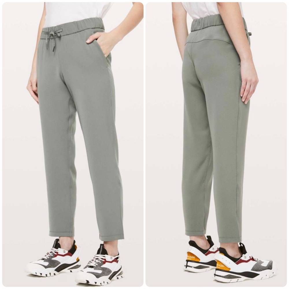 Lululemon On The Fly 7/8 Pant *Woven Grey Sage Size 6